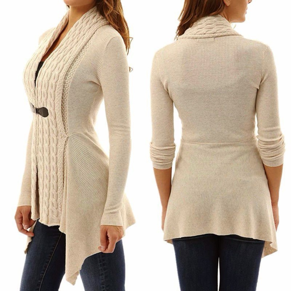 Women Long Sleeve Sweater Top Casual Irregular Knitted Cardigan Outwear